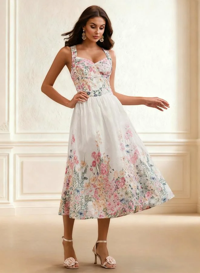 Take Two Women Floral Print Strappy Midi Dress
